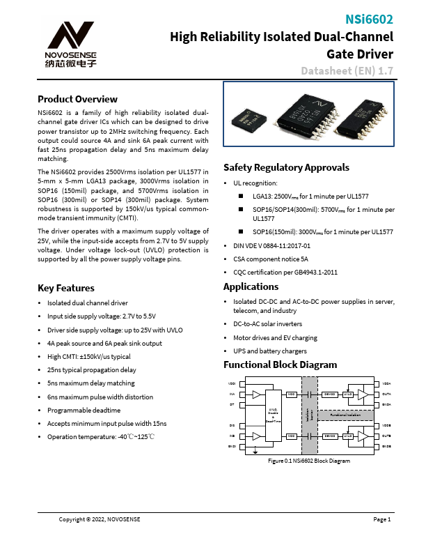 NSi6602 Datasheet PDF - NOVOSENSE