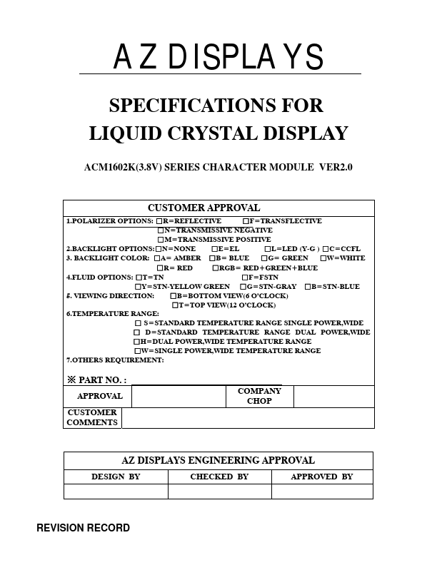 ACM1602K Datasheet Preview