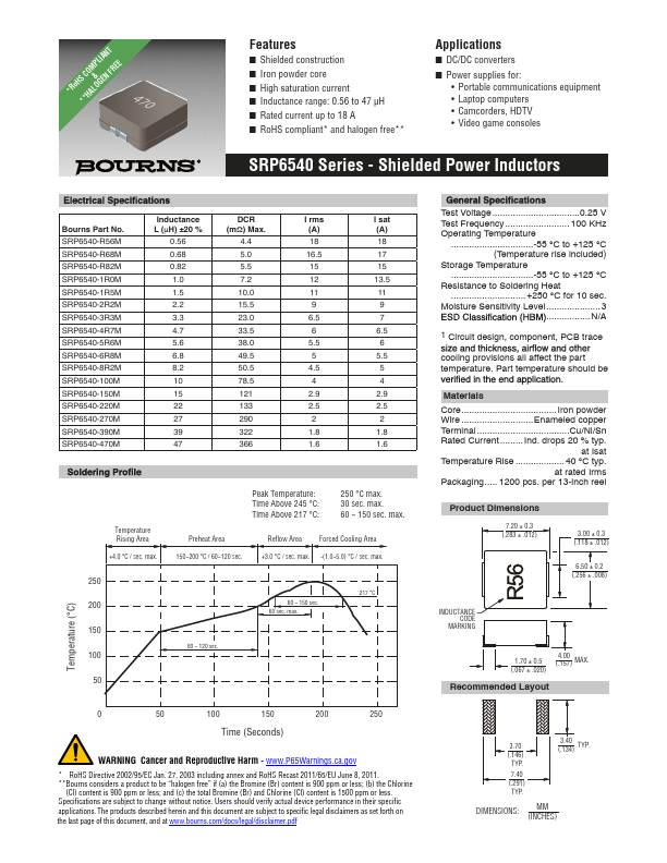SRP6540 Datasheet Preview