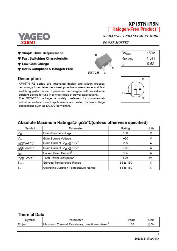 XP15TN1R5N Datasheet Preview