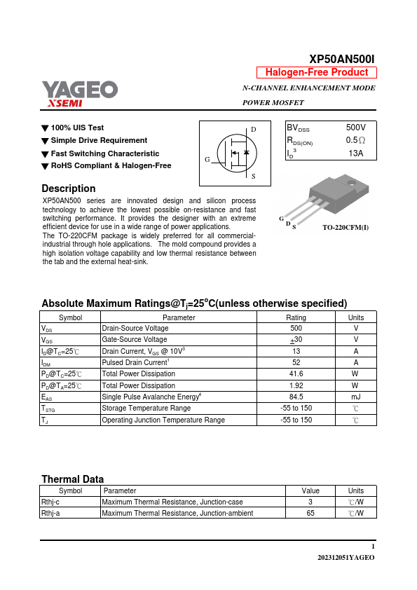 XP50AN500I Datasheet Preview