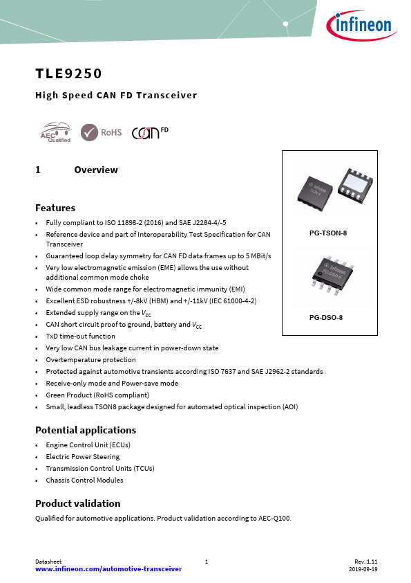 TLE9250 Datasheet Preview