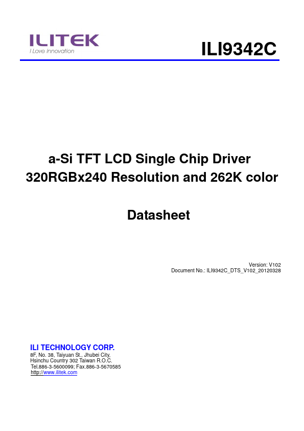ILI9342C Datasheet Preview