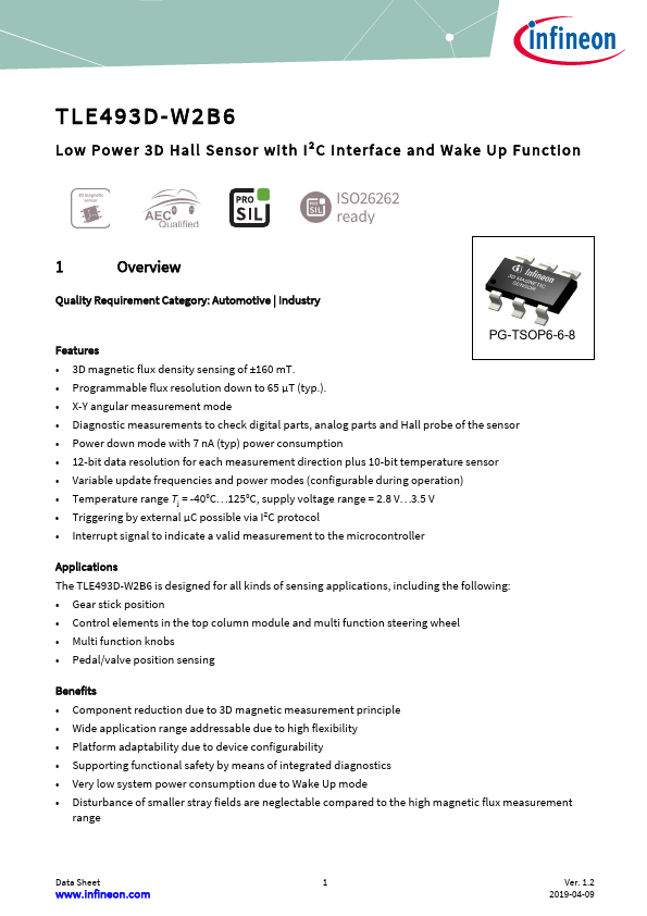 TLE493D-W2B6 Datasheet Preview