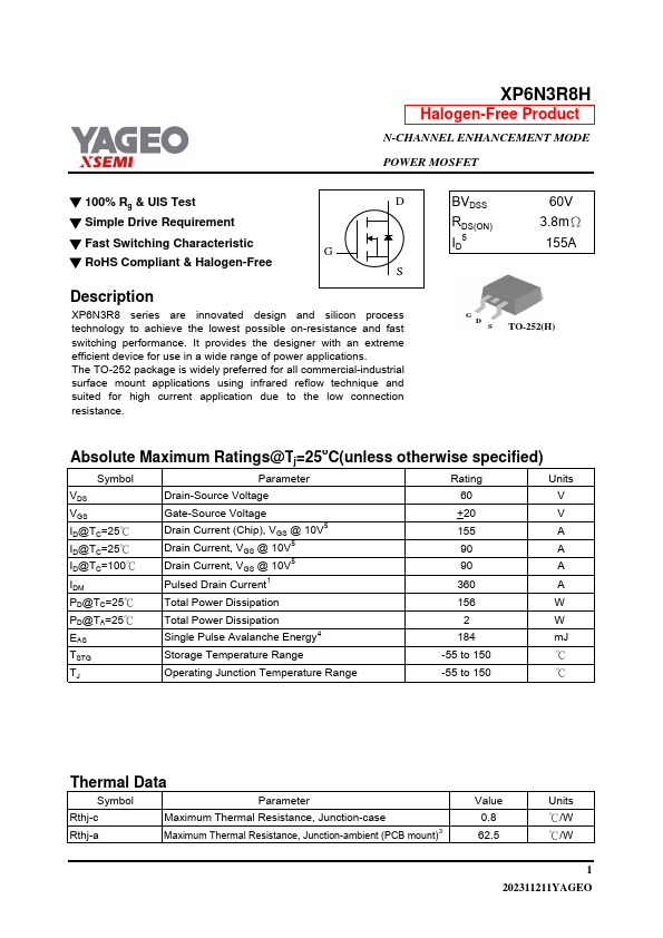 XP6N3R8H Datasheet Preview