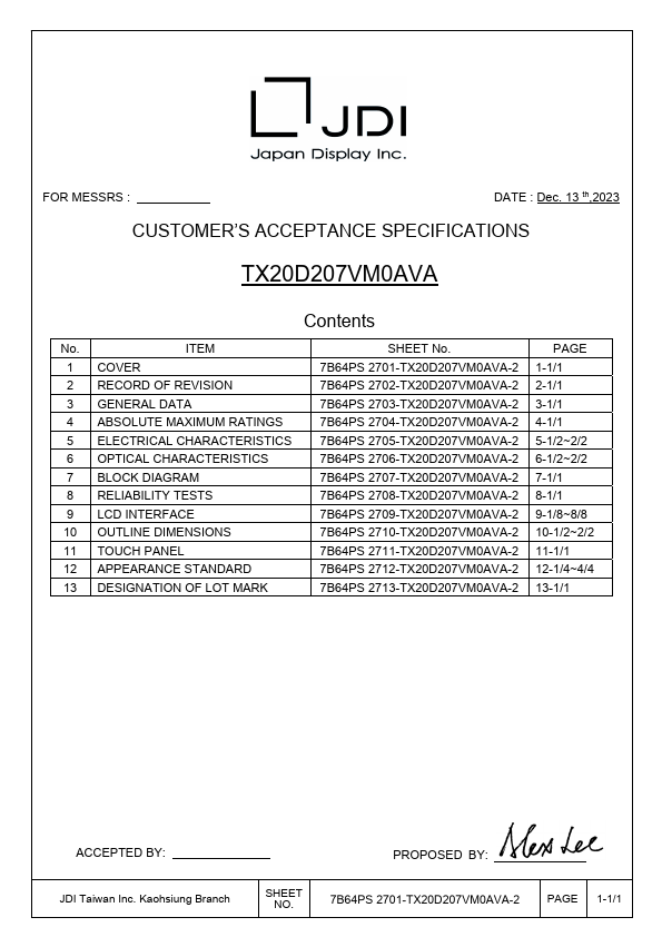 TX20D207VM0AVA Datasheet Preview