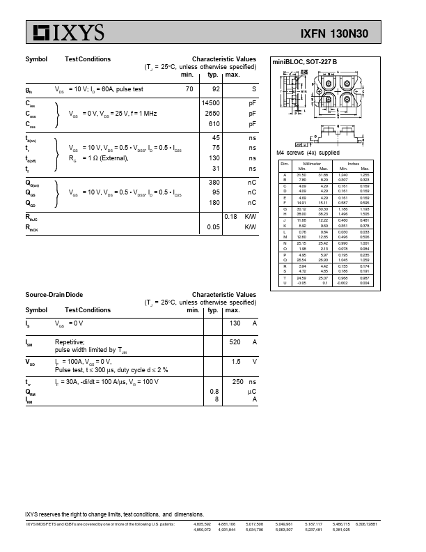 IXFN130N30