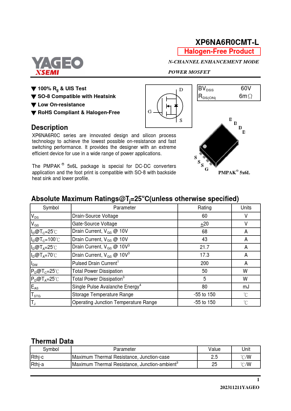 XP6NA6R0CMT-L Datasheet Preview