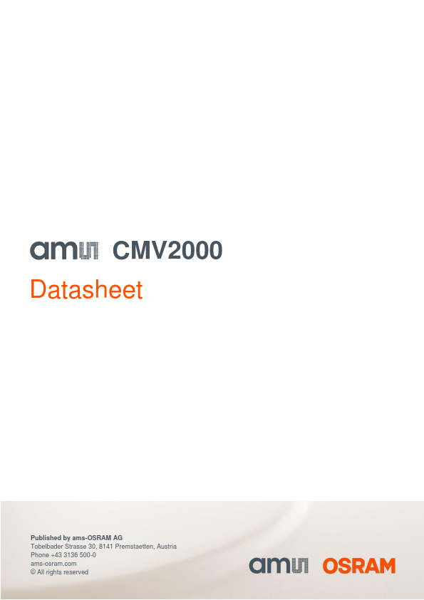 CMV2000 Global Shutter CMOS Image Sensor by ams - Datasheet Preview