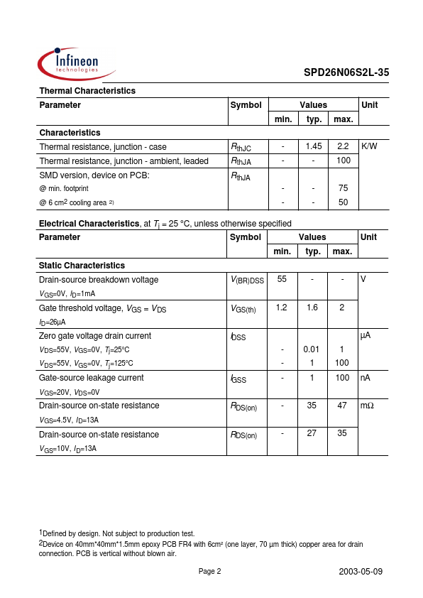 SPD26N06S2L-35