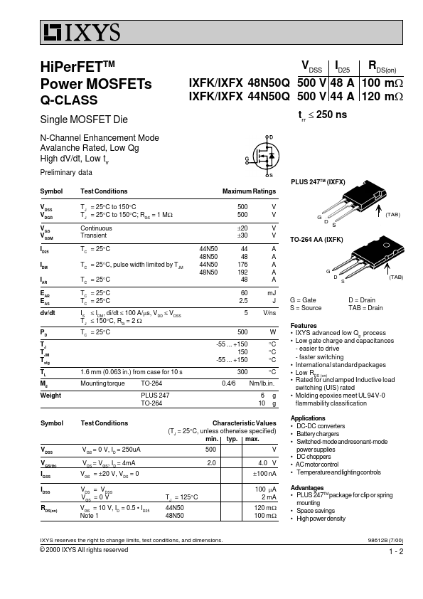 IXFX44N50Q