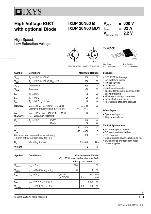 IXDP20N60B