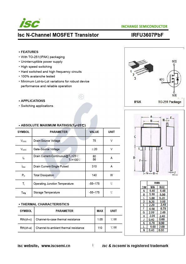 IRFU3607PbF