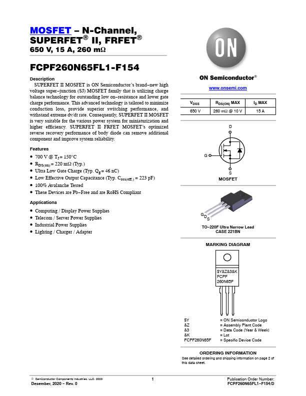 FCPF260N65FL1-F154