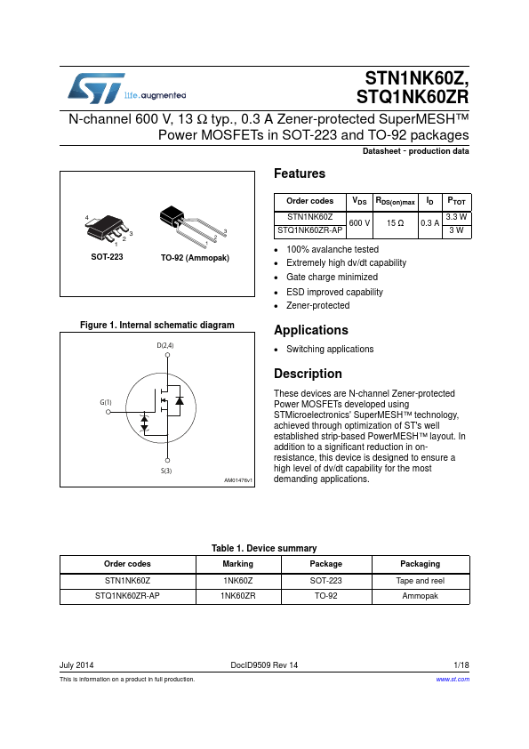 STQ1NK60ZR