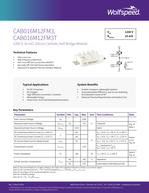 CAB016M12FM3T Datasheet Preview