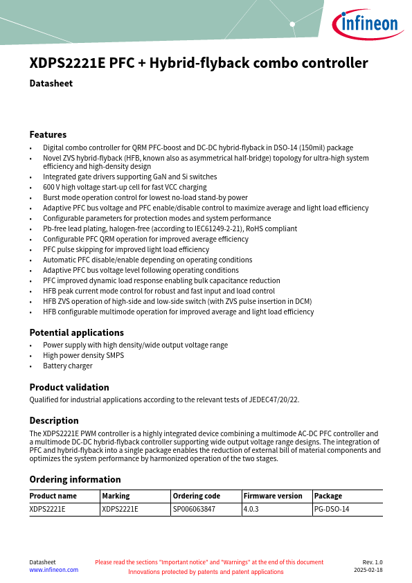 XDPS2221E Datasheet Preview