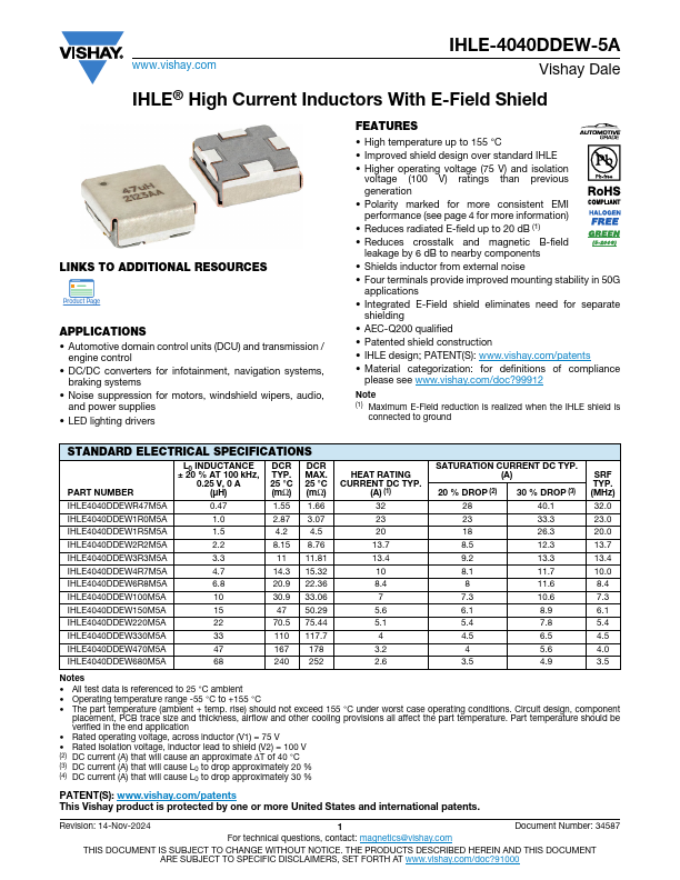 IHLE-4040DDEW-5A Datasheet Preview