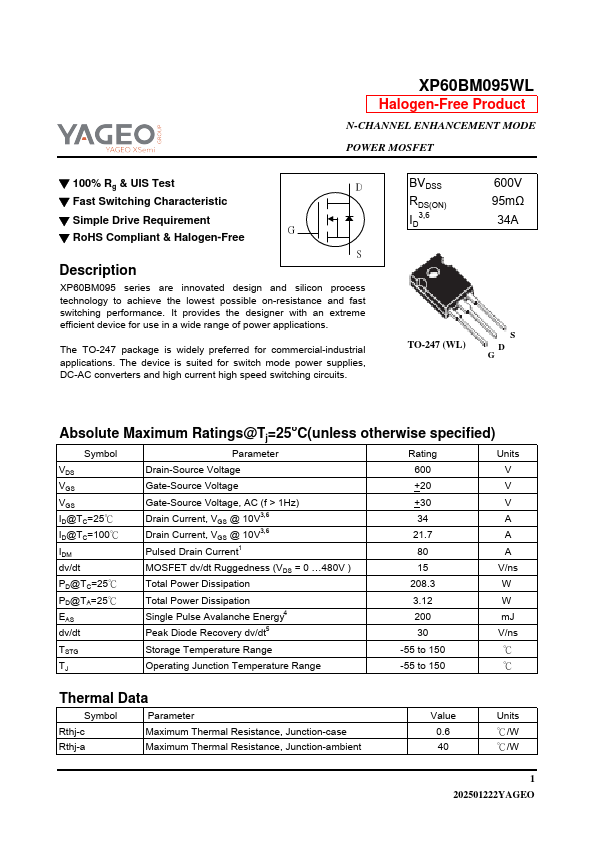 XP60BM095WL Datasheet Preview