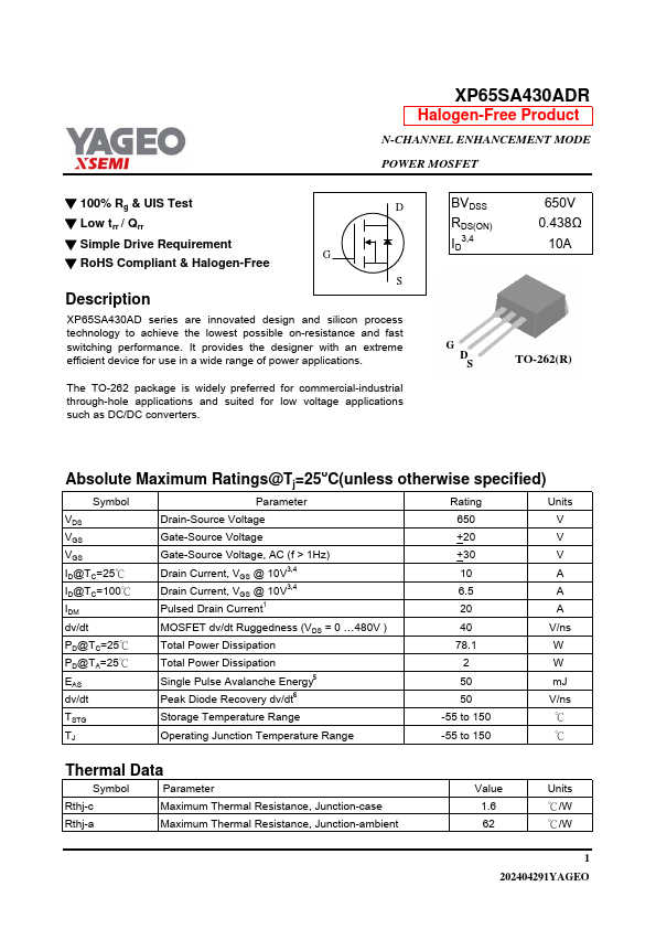 XP65SA430ADR Datasheet Preview