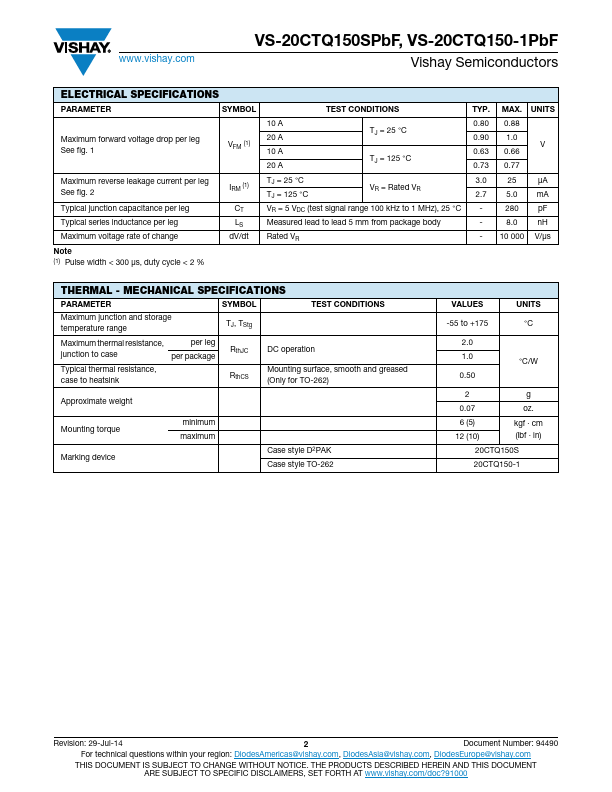 VS-20CTQ150SPbF