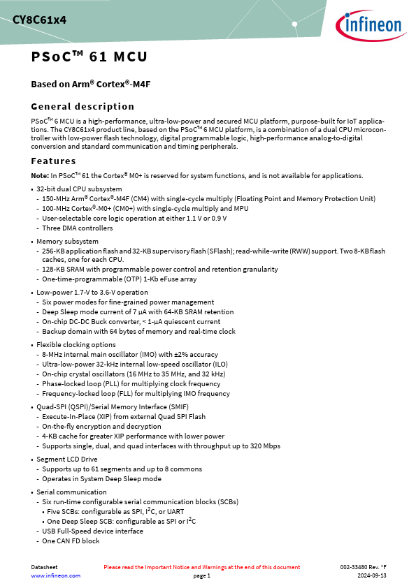 CY8C6144LQI-S4F62 Datasheet Preview