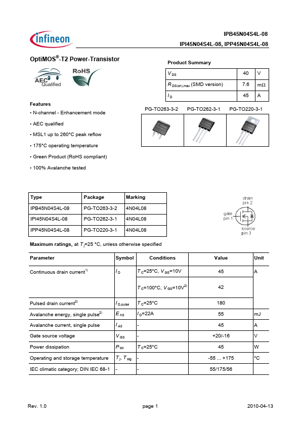 IPP45N04S4L-08