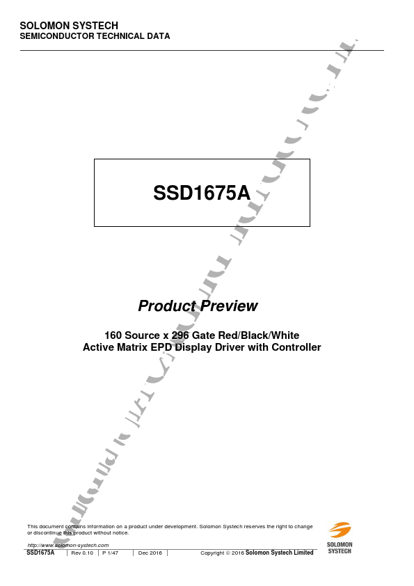 SSD1675A Datasheet Preview