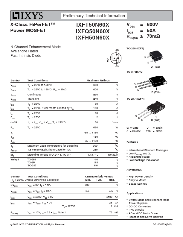 IXFT50N60X