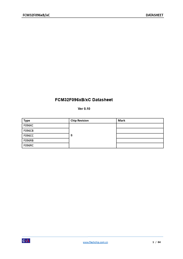 FCM32F096CB 32-bit MCU by flashchip - Datasheet Preview