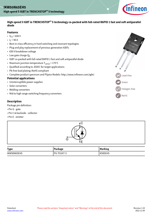 IKW50N65EH5 Datasheet Preview