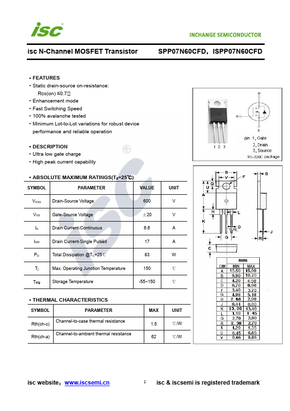 SPP07N60CFD