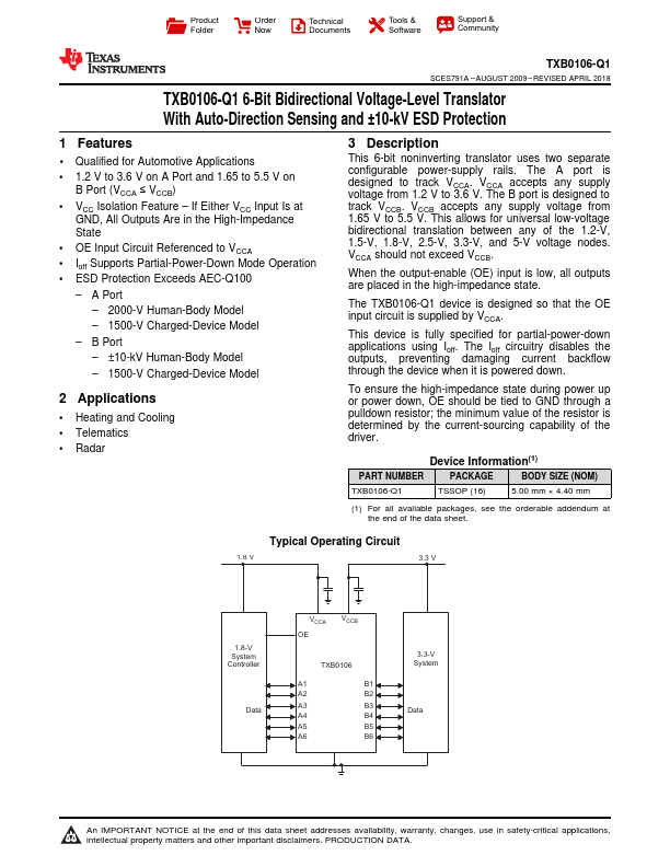 TXB0106-Q1