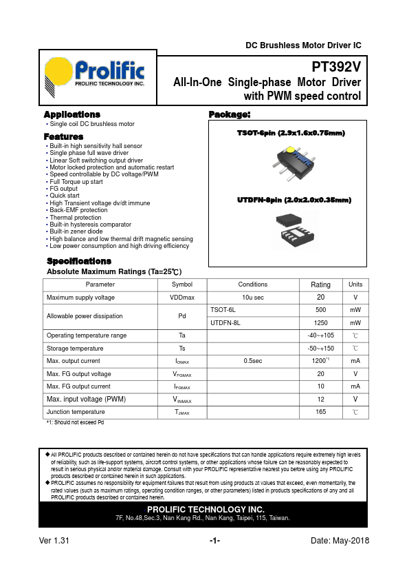 PT392V Datasheet Preview
