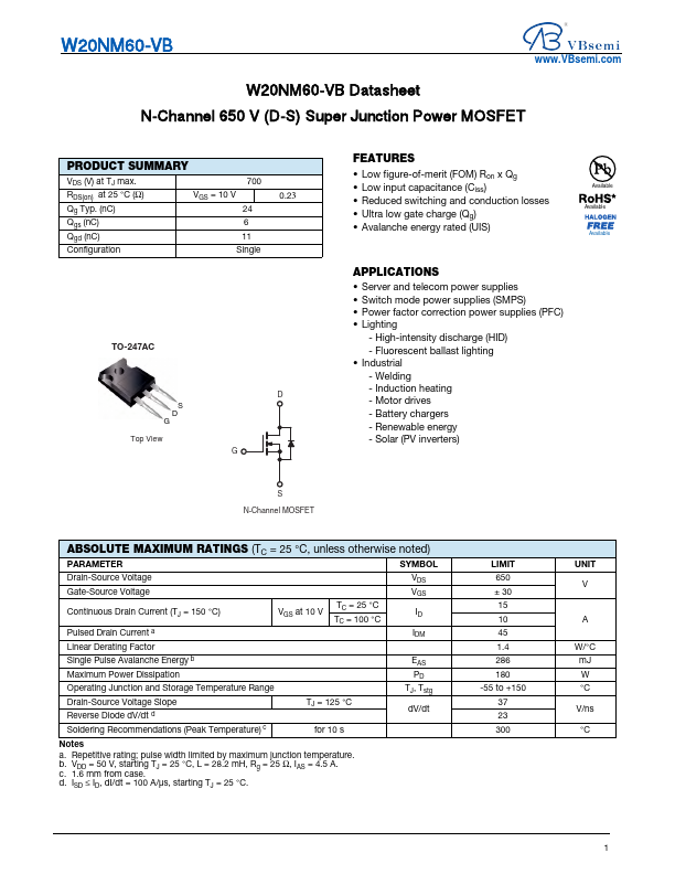W20NM60 Datasheet Preview