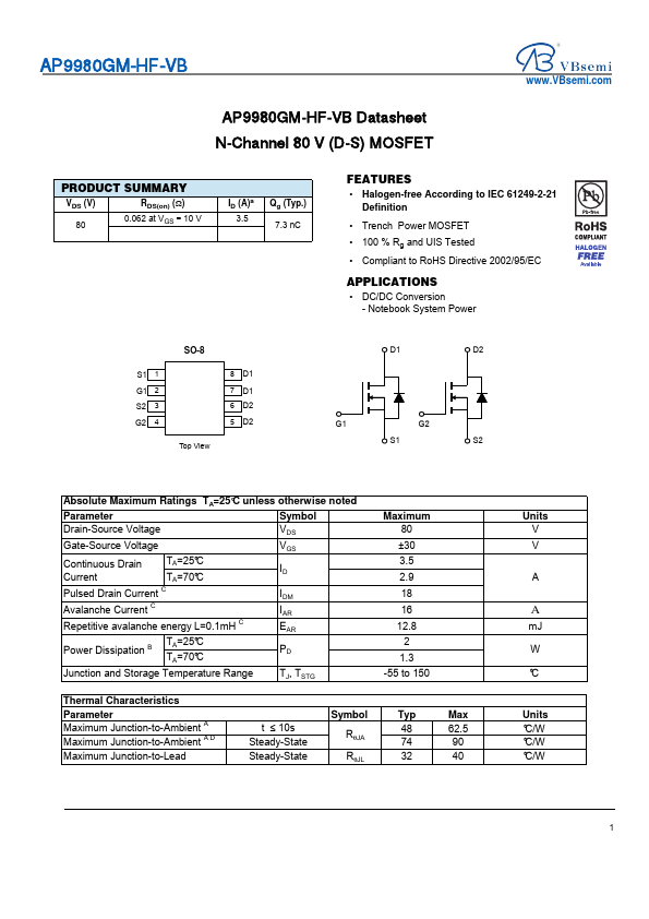 AP9980GM-HF Datasheet Preview