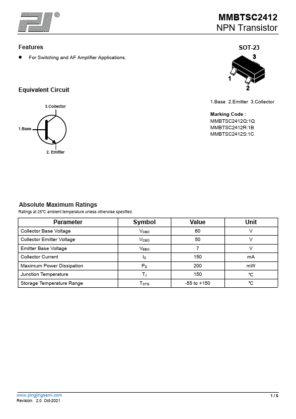 MMBTSC2412 Datasheet Preview