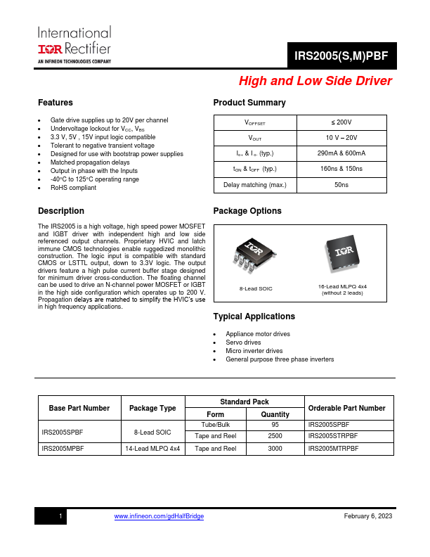 IRS2005MPBF Datasheet Preview