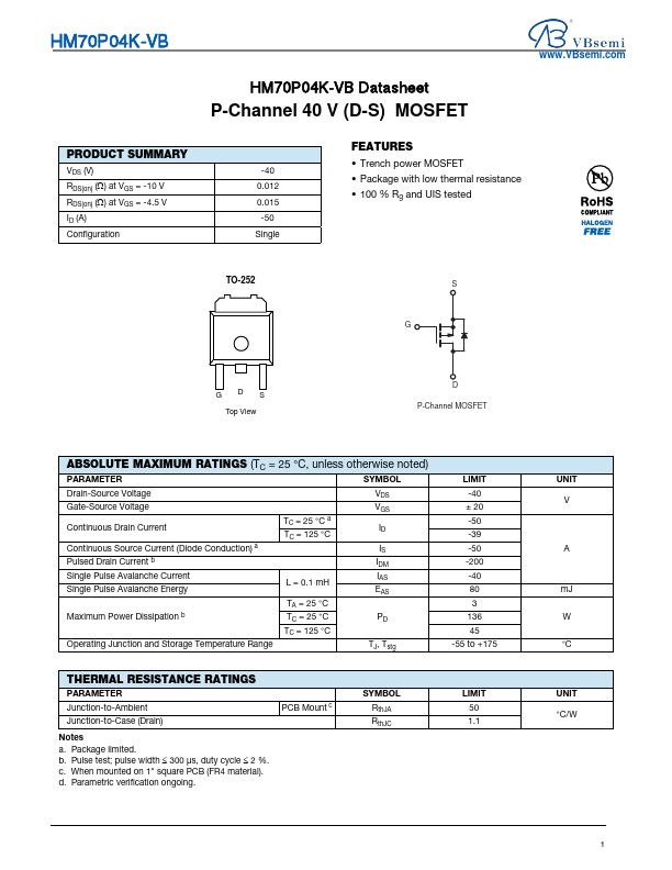HM70P04K Datasheet Preview