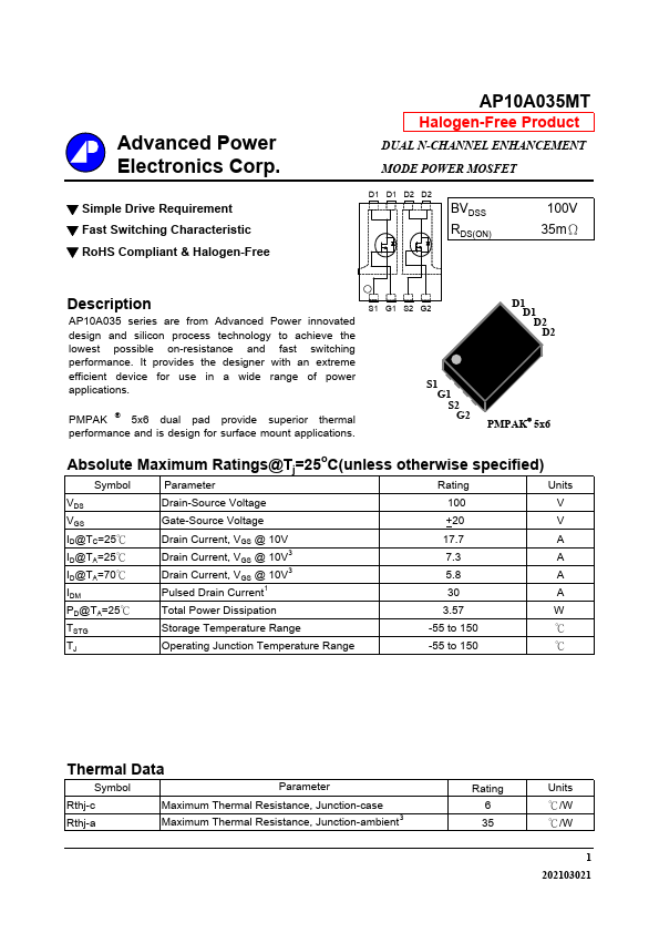 AP10A035MT Datasheet Preview