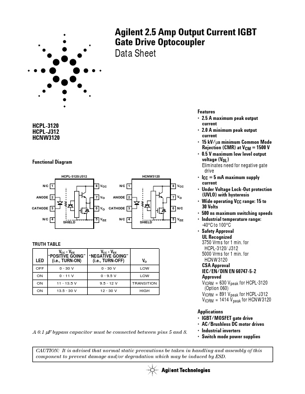 HCPL-J312 datasheet page 1 preview