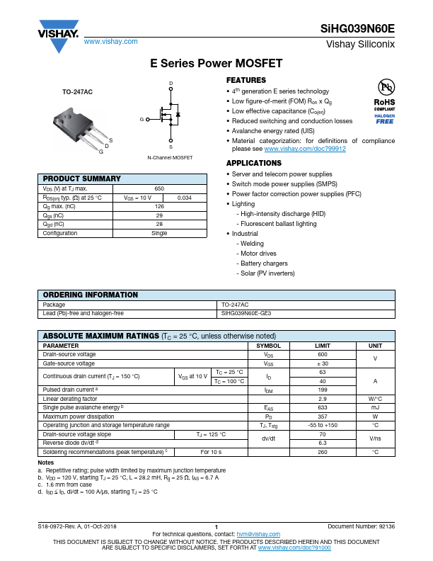 SiHG039N60E