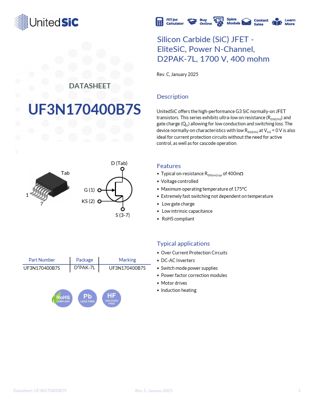 UF3N170400B7S Datasheet Preview