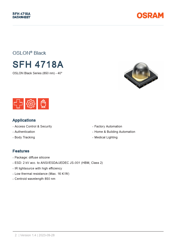 SFH4718A LED by OSRAM - Datasheet Preview