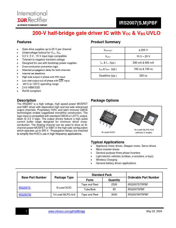 IRS2007D Datasheet Preview