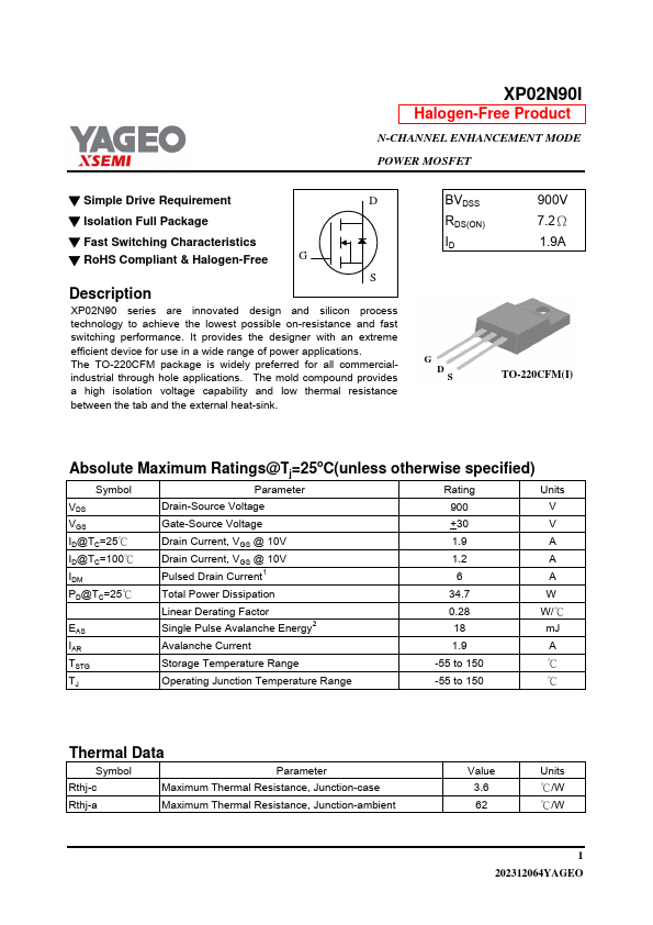 XP02N90I Datasheet Preview
