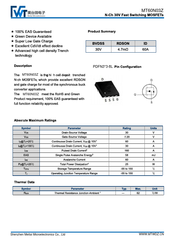 MT60N03Z Datasheet Preview
