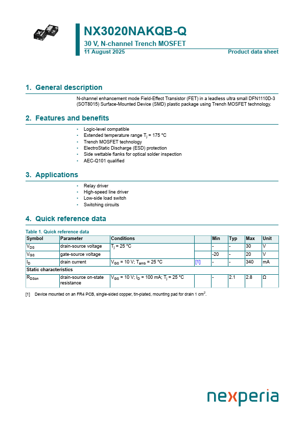NX3020NAKQB-Q Datasheet Preview