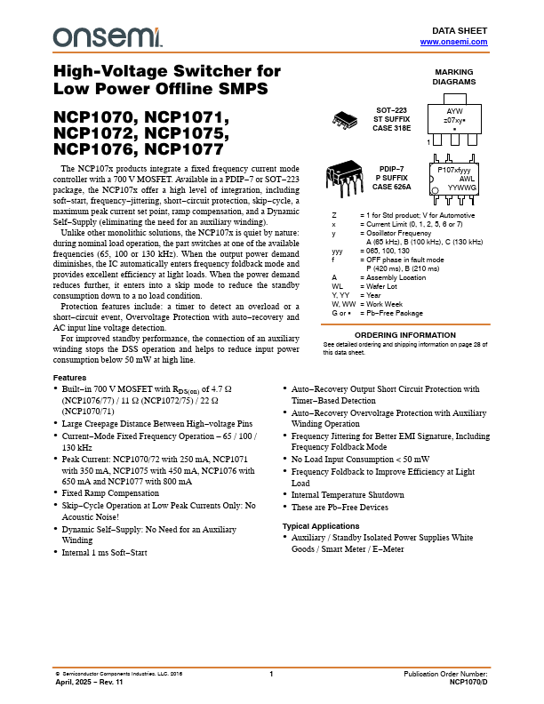 NCP1072 Datasheet Preview