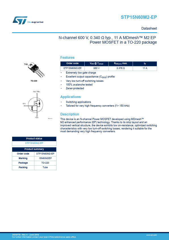 STP15N60M2-EP